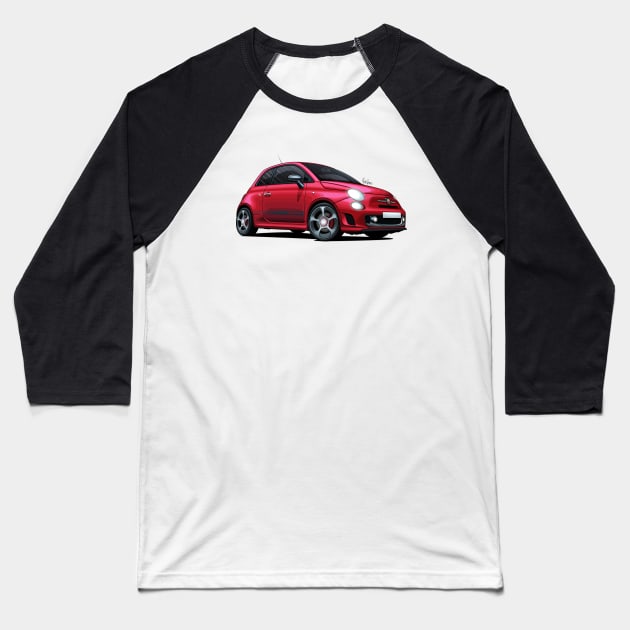 Abarth 595 Competizione Red - Illustration Baseball T-Shirt by Mario Ramos Rally Art